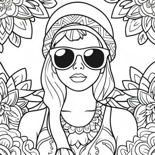 Cool Gangsta Sugar Skull Girl With Sunglasses Coloring Page 16693-14057