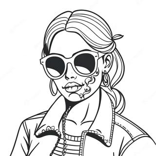 Cool Gangsta Sugar Skull Girl With Sunglasses Coloring Page 16693-14059