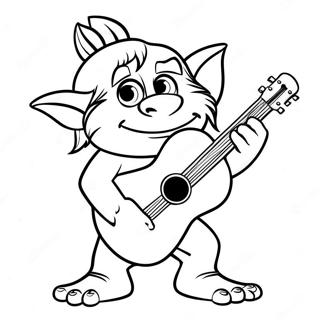 Floyd The Troll Playing Guitar Coloring Page 16703-14068