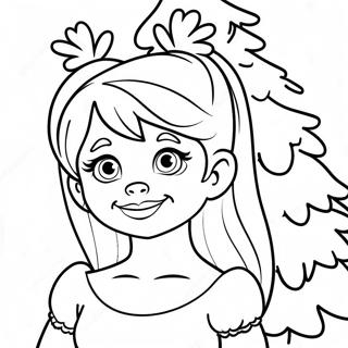 Cindy Lou Who With Christmas Tree Coloring Page 16743-14100