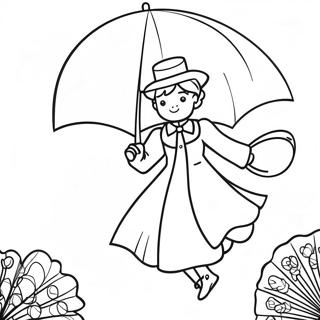 Mary Poppins Flying With Umbrella Coloring Page 16763-14113