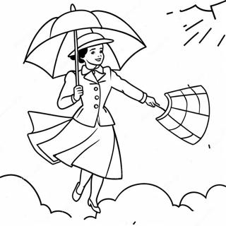 Mary Poppins Flying With Umbrella Coloring Page 16763-14116