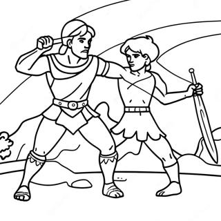 David And Goliath Epic Battle Coloring Page 16832-14176