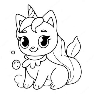 Sparkling Unicorn Cat Mermaid Coloring Page 16863-14204