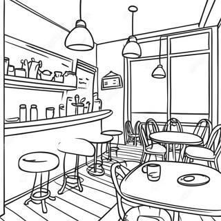 Cozy Cafe Interior Coloring Page 16913-14241