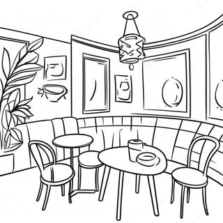 Cozy Cafe Interior Coloring Page 16913-14242