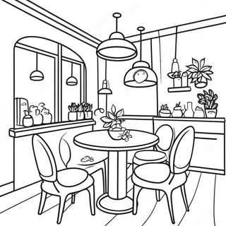 Cozy Cafe Interior Coloring Page 16913-14243