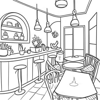 Cozy Cafe Interior Coloring Page 16913-14244