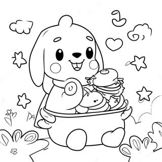 Pochacco Playing With Friends Coloring Page 1692-1355