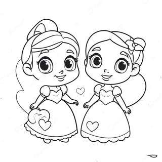 Cute Disney Princesses With Hearts Coloring Page 17014-14313