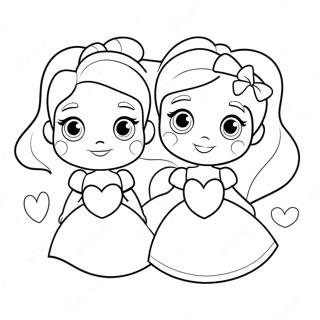 Cute Disney Princesses With Hearts Coloring Page 17014-14315