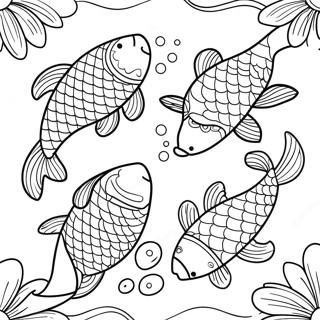 Colorful Koi Fish Swimming In A Pond Coloring Page 17024-14322