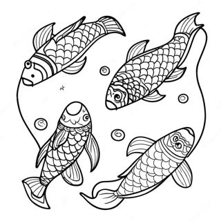 Colorful Koi Fish Swimming In A Pond Coloring Page 17024-14323