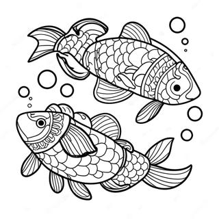 Colorful Koi Fish Swimming In A Pond Coloring Page 17024-14324