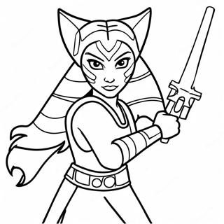 Ahsoka Tano Lightsaber Duel Coloring Page 17094-14377