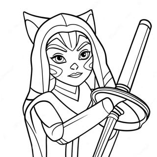 Ahsoka Tano Lightsaber Duel Coloring Page 17094-14378