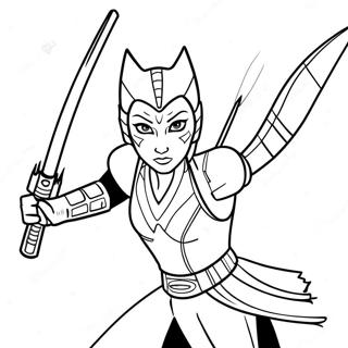 Ahsoka Tano Lightsaber Duel Coloring Page 17094-14379