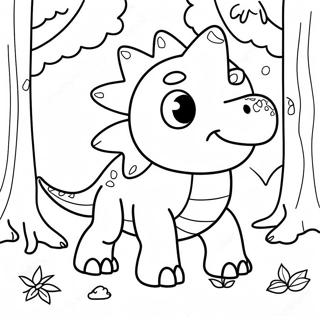 Cute Stegosaurus In A Forest Coloring Page 17104-14385