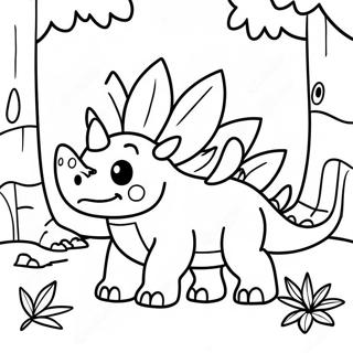 Cute Stegosaurus In A Forest Coloring Page 17104-14386