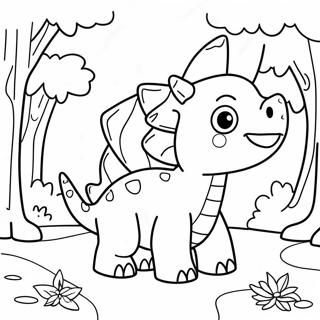 Cute Stegosaurus In A Forest Coloring Page 17104-14387