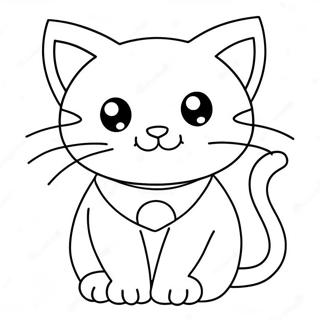 Adorable Kawaii Anime Cat Coloring Page 1712-1369