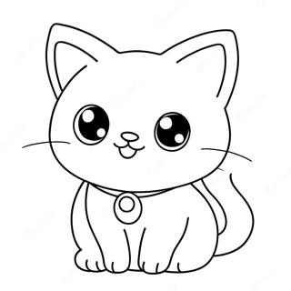 Adorable Kawaii Anime Cat Coloring Page 1712-1371