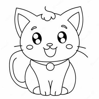 Adorable Kawaii Anime Cat Coloring Page 1712-1372