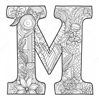 W Letter With Colorful Patterns Coloring Page 17134-14412