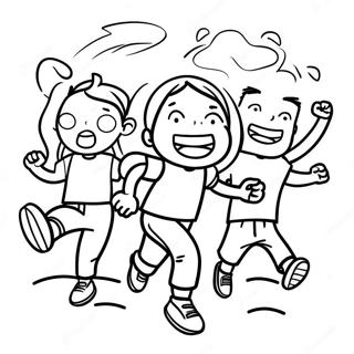 Energetic Kids Exercising Coloring Page 17154-14425