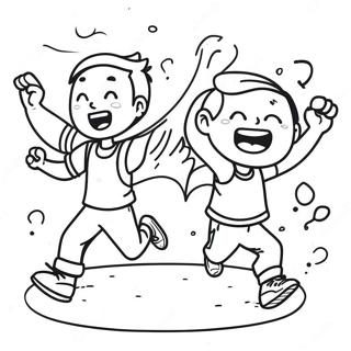 Energetic Kids Exercising Coloring Page 17154-14426