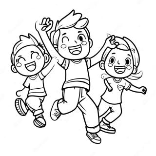 Energetic Kids Exercising Coloring Page 17154-14427