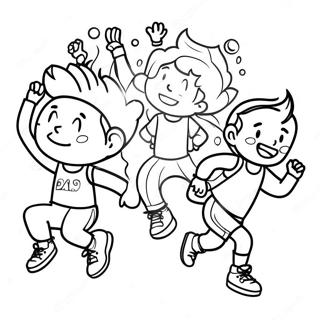 Energetic Kids Exercising Coloring Page 17154-14428