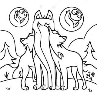 Timberwolves Howling At The Moon Coloring Page 17183-14446