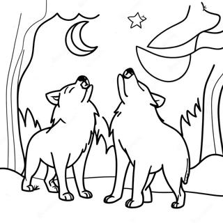 Timberwolves Howling At The Moon Coloring Page 17183-14447