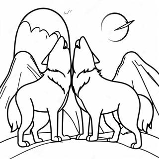 Timberwolves Howling At The Moon Coloring Page 17183-14448