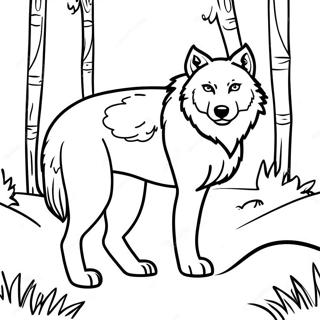 Majestic Timberwolf In The Forest Coloring Page 17184-14449