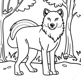 Majestic Timberwolf In The Forest Coloring Page 17184-14451