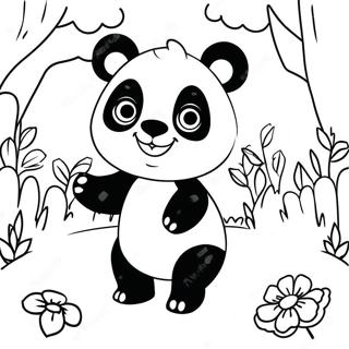 Cute Mimi Panda Playing In The Forest Coloring Page 17214-14473