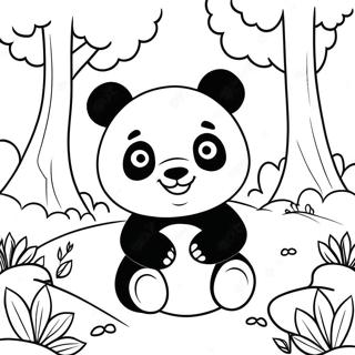 Cute Mimi Panda Playing In The Forest Coloring Page 17214-14474