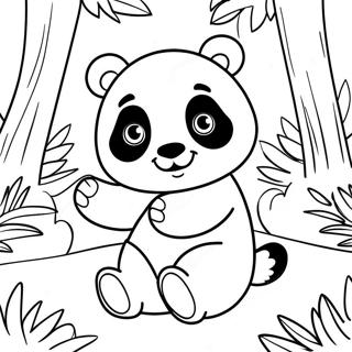 Cute Mimi Panda Playing In The Forest Coloring Page 17214-14475