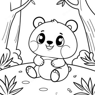 Cute Mimi Panda Playing In The Forest Coloring Page 17214-14476