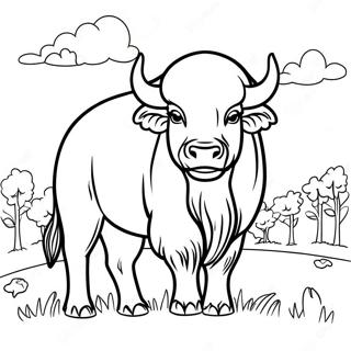 Majestic Buffalo In A Meadow Coloring Page 17254-14505