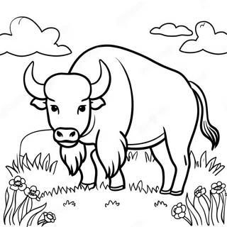 Majestic Buffalo In A Meadow Coloring Page 17254-14506