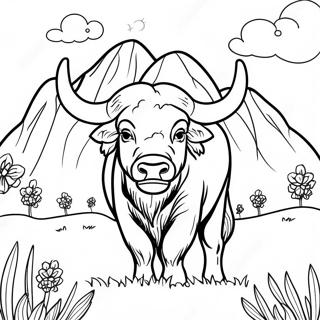 Majestic Buffalo In A Meadow Coloring Page 17254-14507