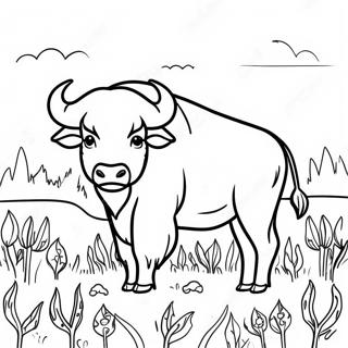 Majestic Buffalo In A Meadow Coloring Page 17254-14508