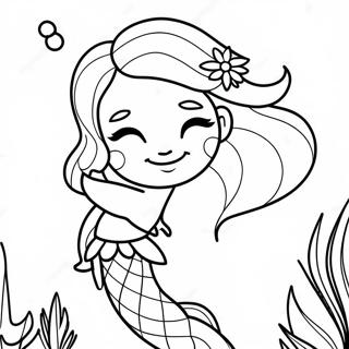 Elegant Elsa Mermaid Underwater Scene Coloring Page 17365-14588