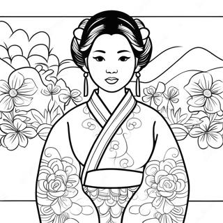 Traditional Korean Hanbok Coloring Page 17405-14617