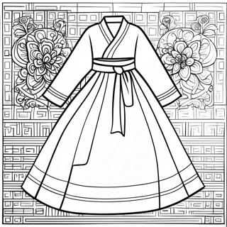 Traditional Korean Hanbok Coloring Page 17405-14619