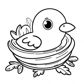 Fluffy Baby Bird Nesting Coloring Page 17495-14690