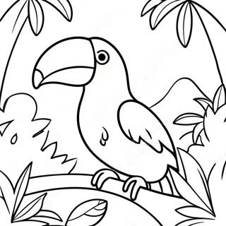 Colorful Toucan In Tropical Jungle Coloring Page 17505-14697